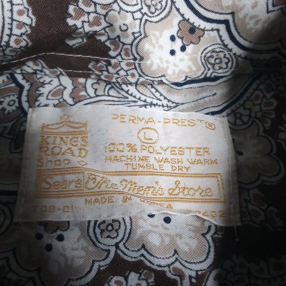 Vintage Sears Kings Road MCM Paisley Polyester Disco Shirt - Picture 4 of 5